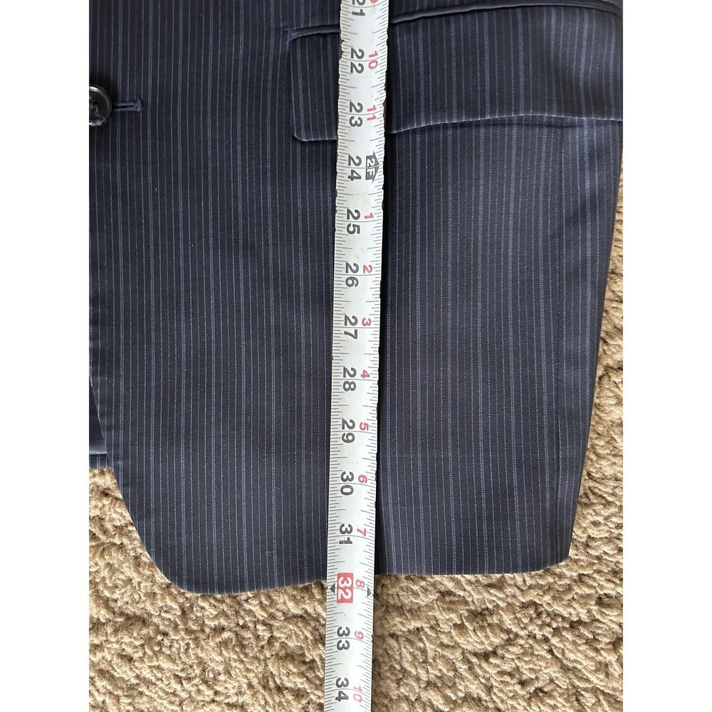 Calvin Klein Suit Mens 40R black Pinstripe 2 Button 100% Wool 34x28 Pants - Picture 13 of 14